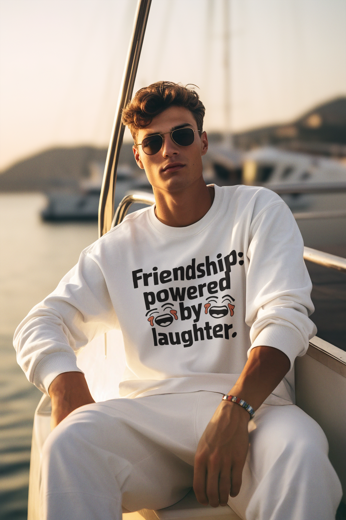 Powered by laughter unisex sweatshirt