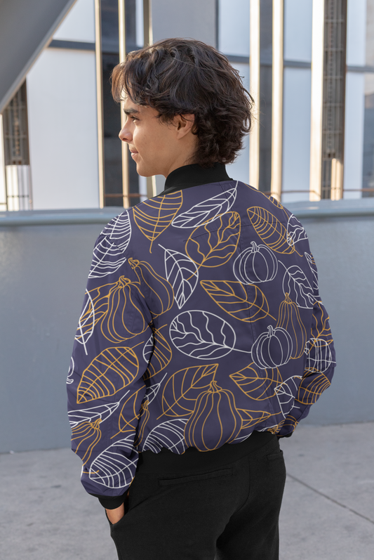 Autumn Harvest Outline Unisex Bomber Jacket