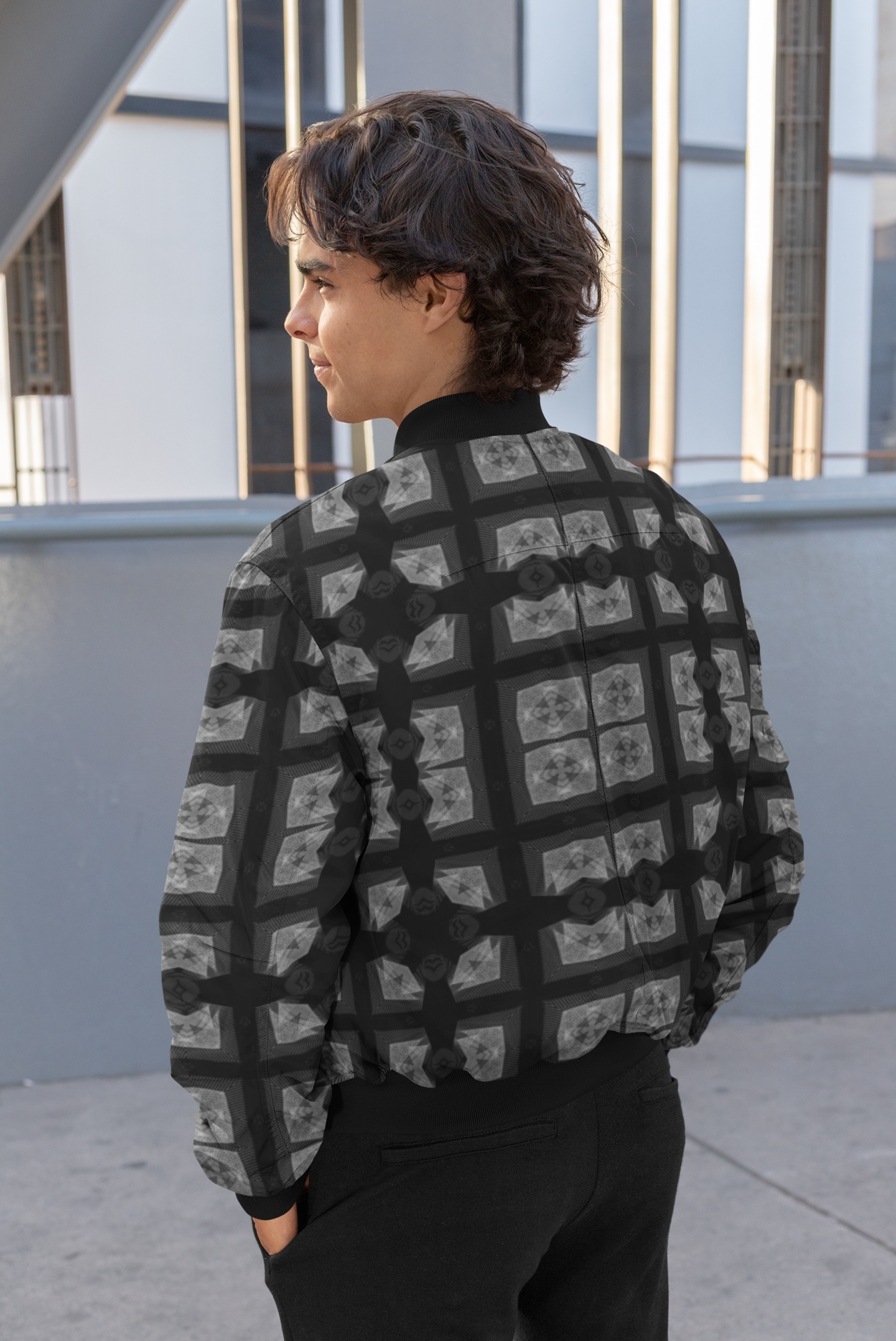 Symmetrical Radiance Unisex Bomber Jacket