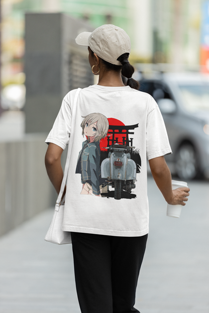 Modern Anime Meets Traditional Japan unisex Oversized T-shirt