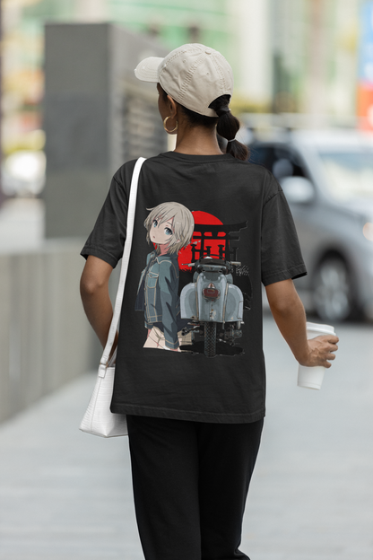 Modern Anime Meets Traditional Japan unisex Oversized T-shirt