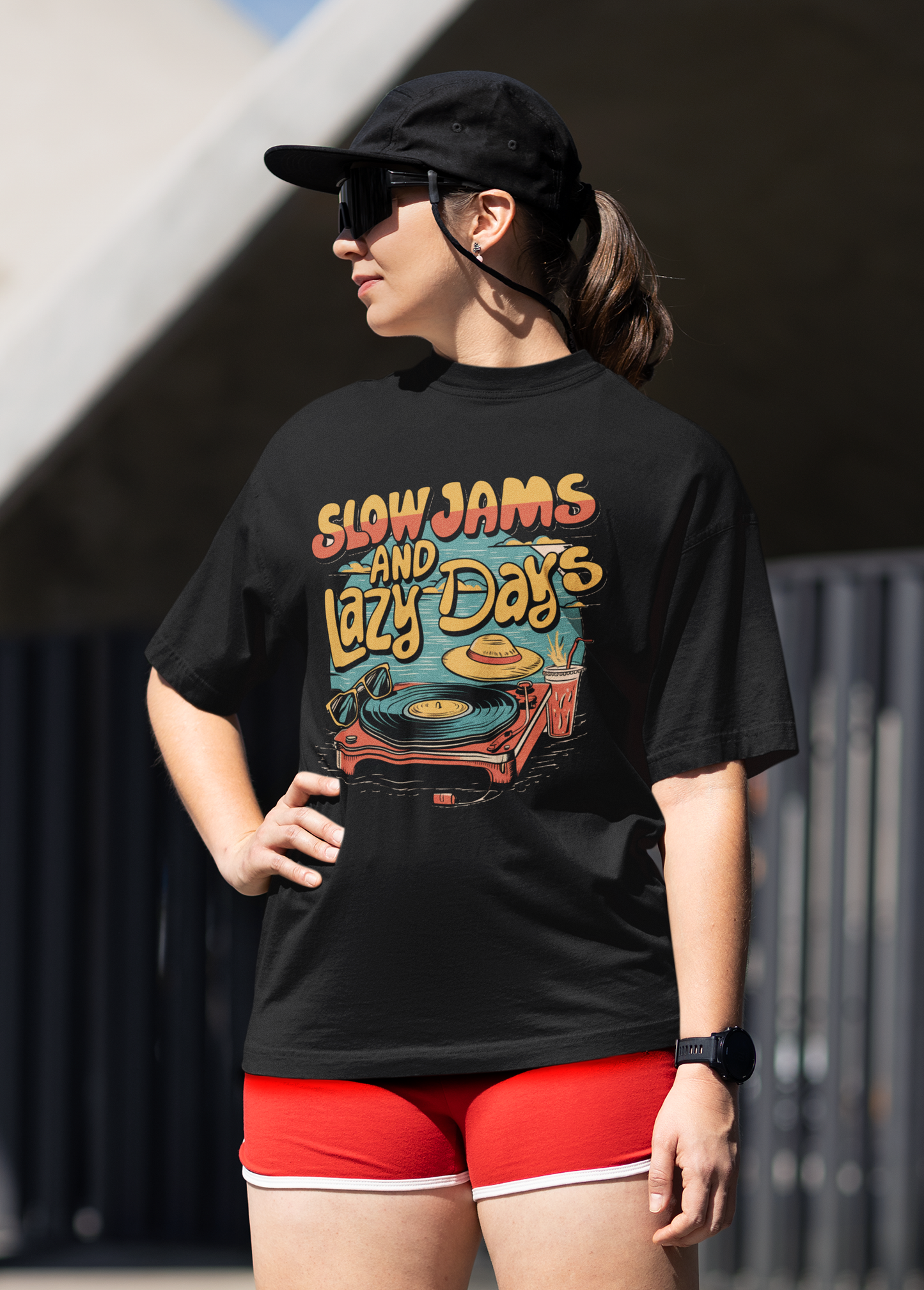 Slow jams and lazy days unisex Oversized T-shirt