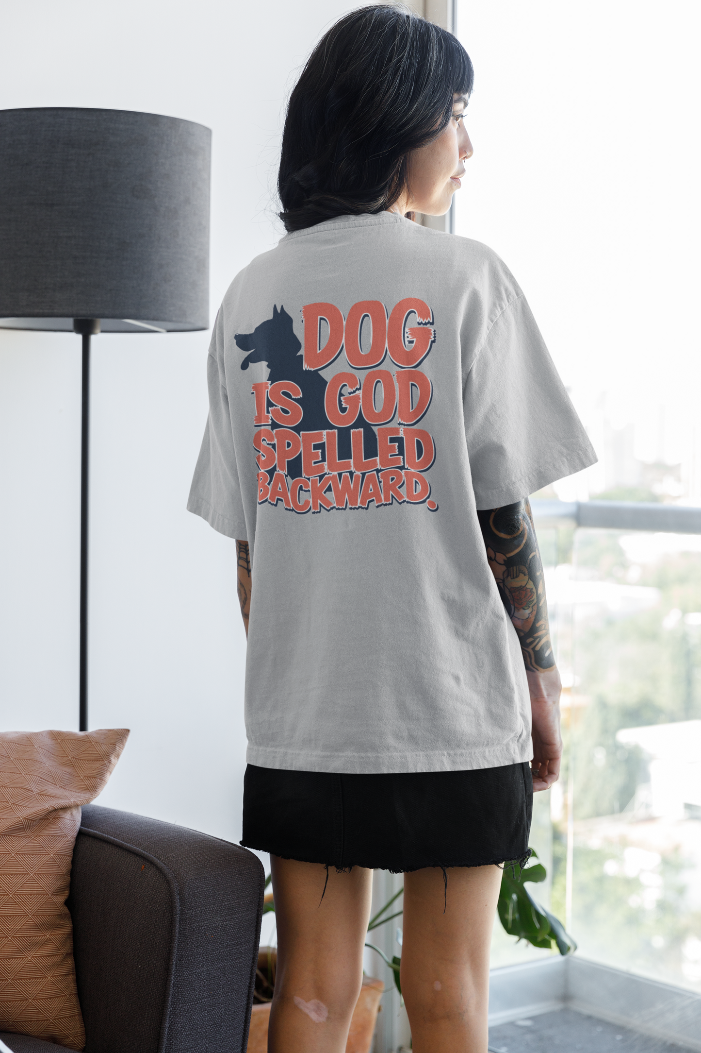 Dog is God spelled backward unisex Oversized T-shirt