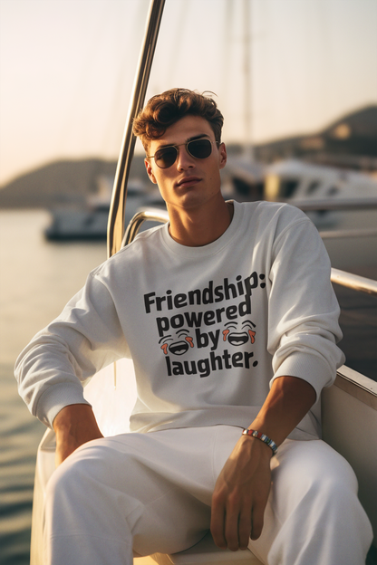 Powered by laughter unisex sweatshirt