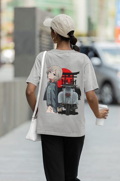 Modern Anime Meets Traditional Japan unisex Oversized T-shirt