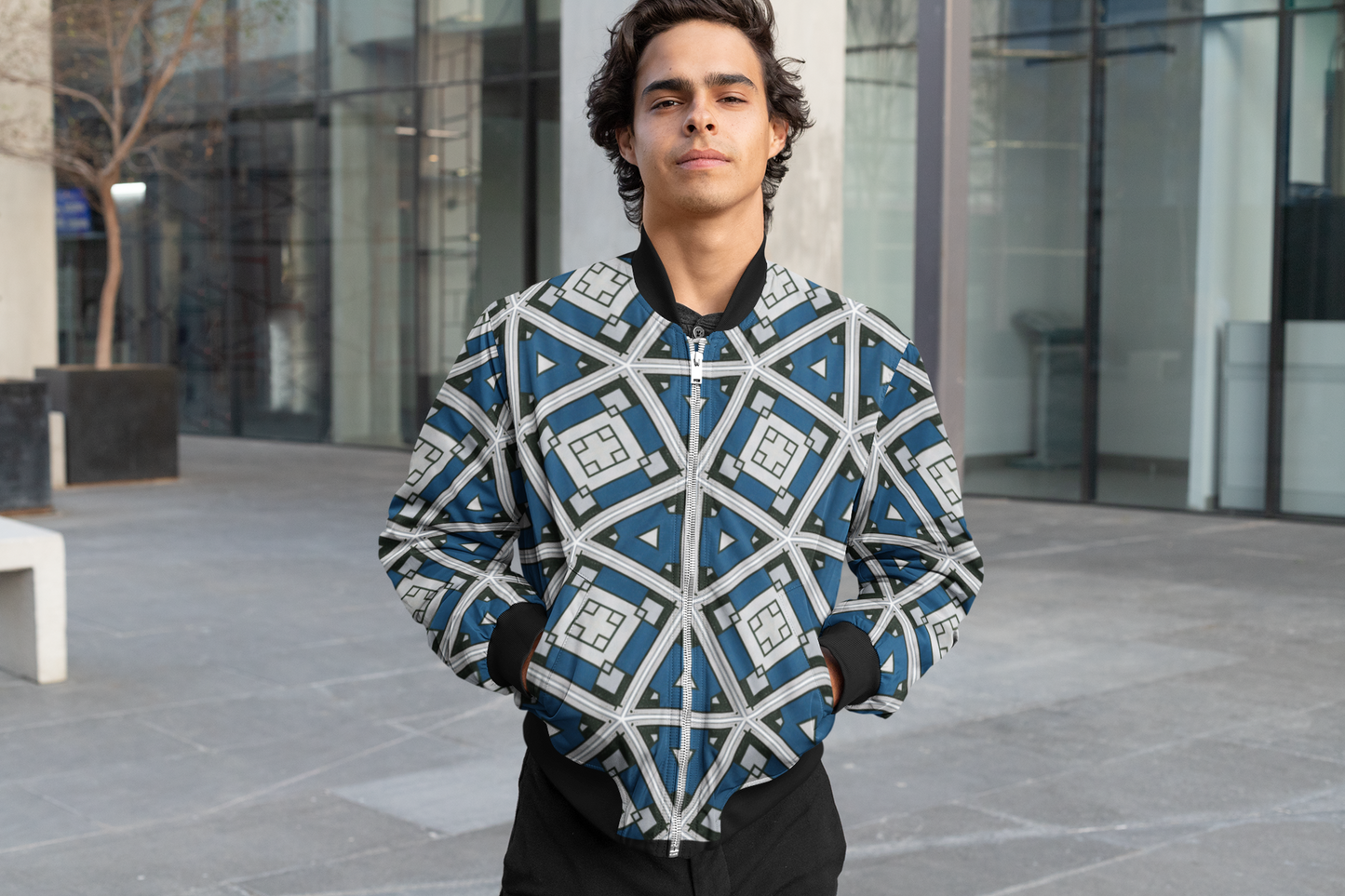 Square-Triangle Harmony Unisex Bomber Jacket