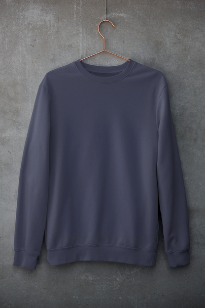 Plain Navy-Blue Unisex Sweatshirt