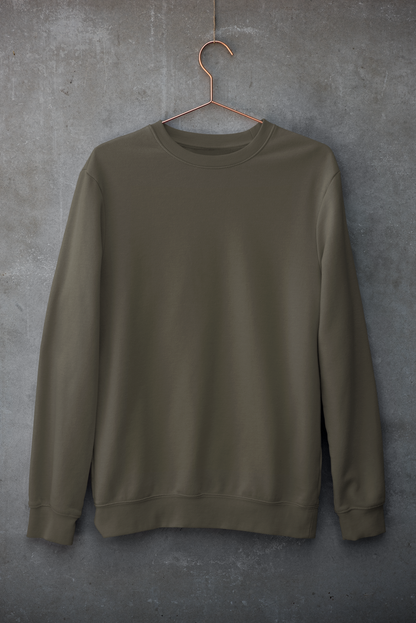 Plain Olive Green Unisex Sweatshirt