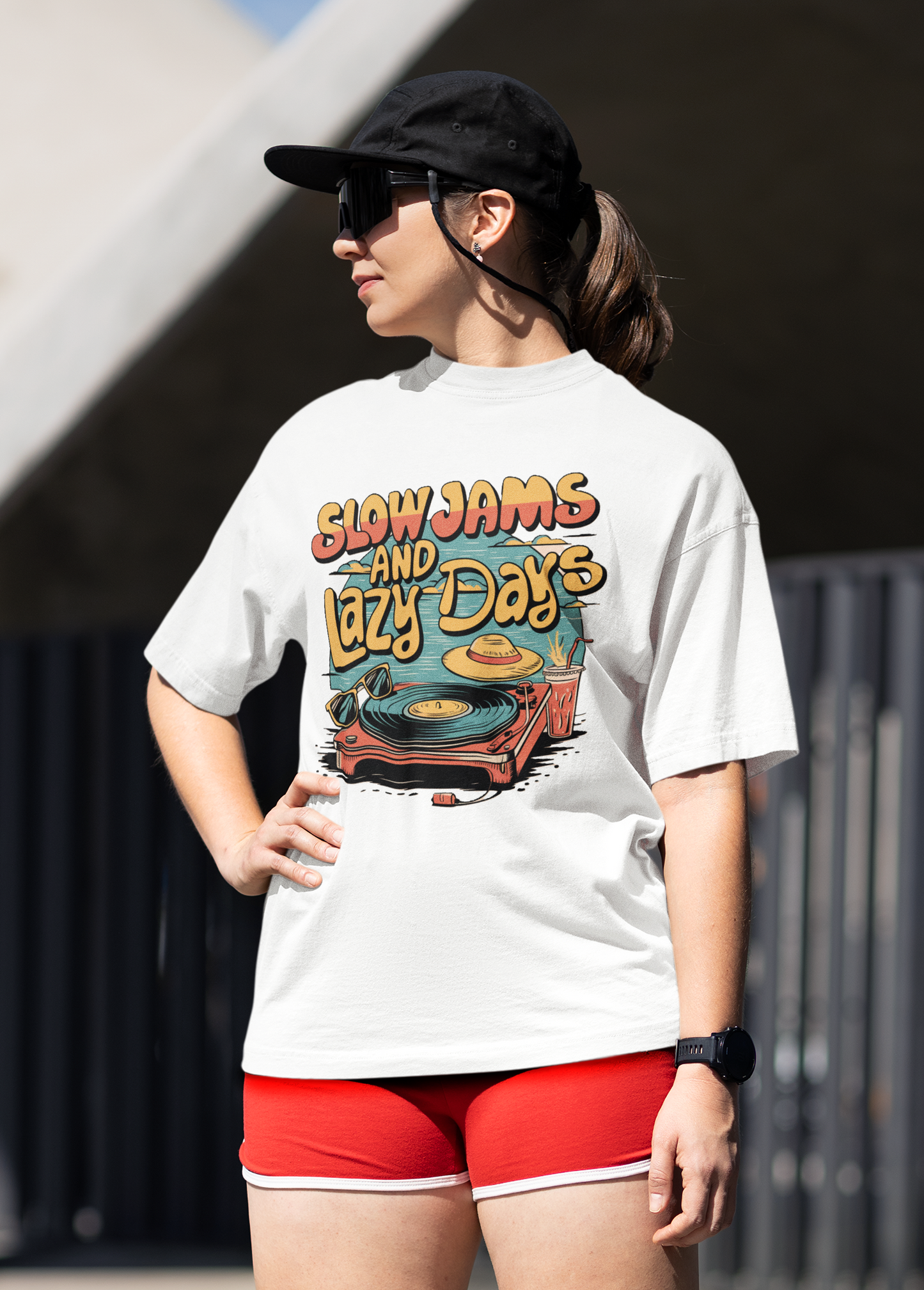 Slow jams and lazy days unisex Oversized T-shirt