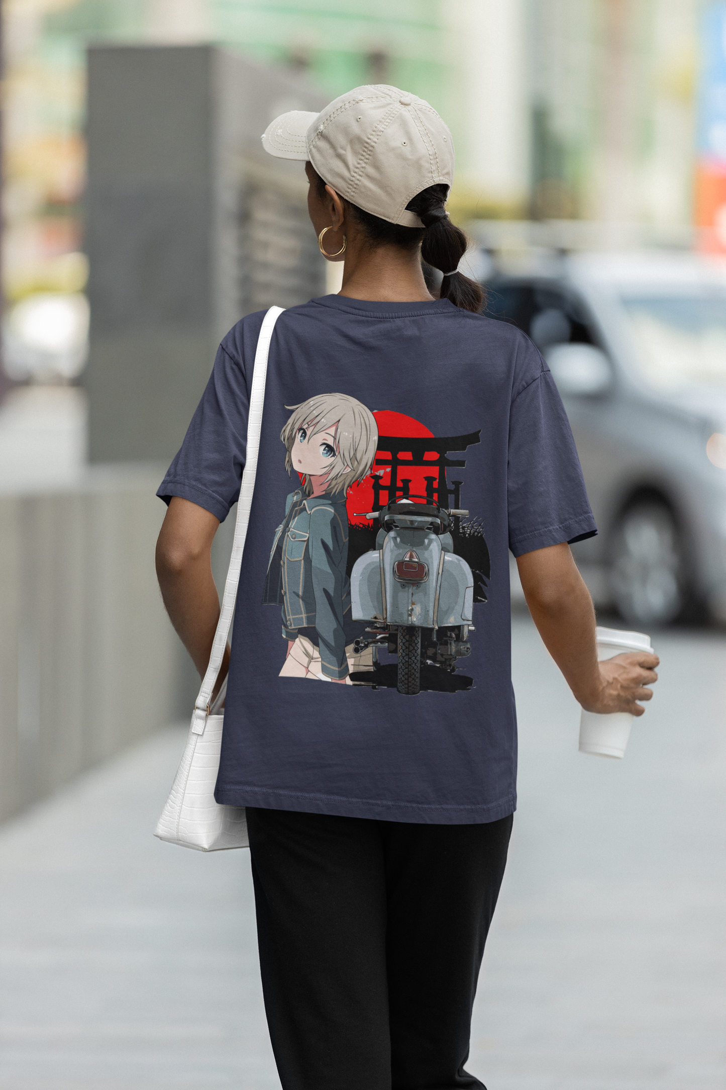 Modern Anime Meets Traditional Japan unisex Oversized T-shirt