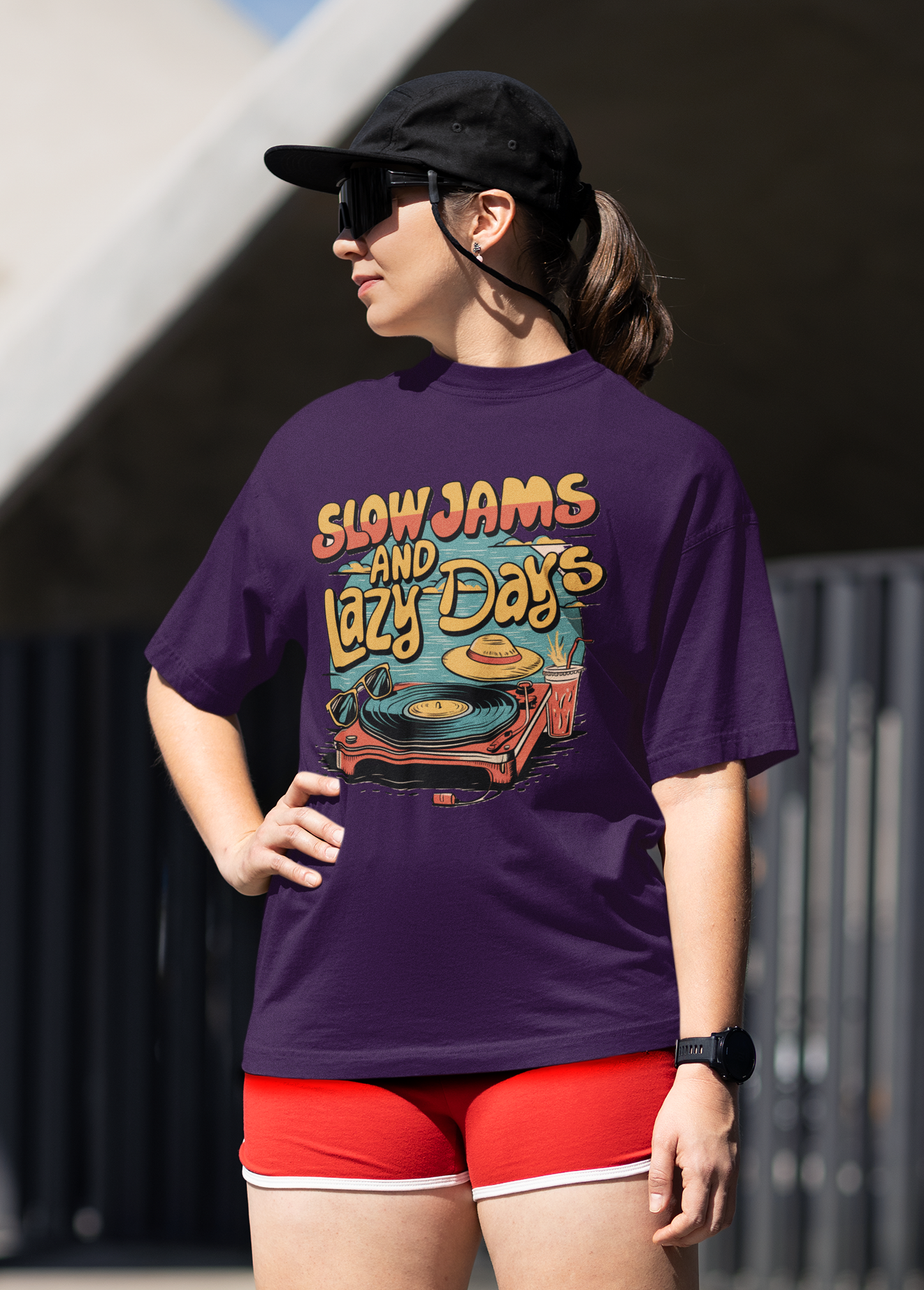 Slow jams and lazy days unisex Oversized T-shirt